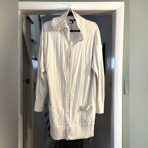 NYDJ - Long cardigan sweater with hood - Off-White / Cream - XL